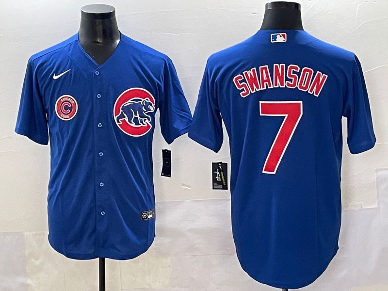 Men 2025 Chicago Cubs #7 Swanson Blue Game Nike MLB Jersey style 6